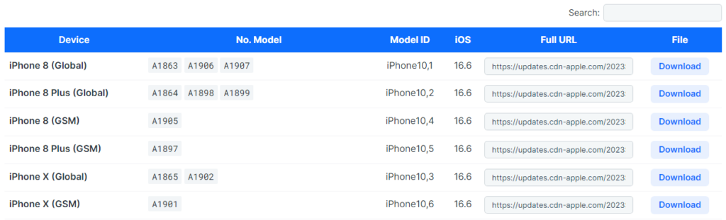 iOS table