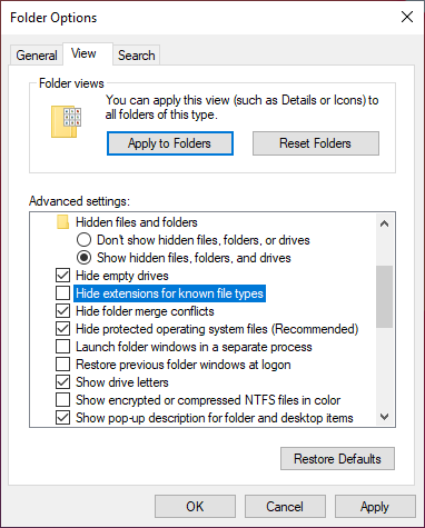 Windows - Folder Options